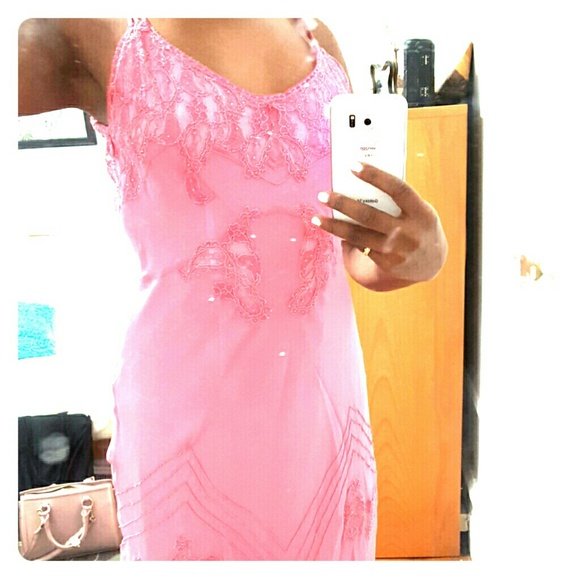 Betsey Johnson pink lace slipon dress
