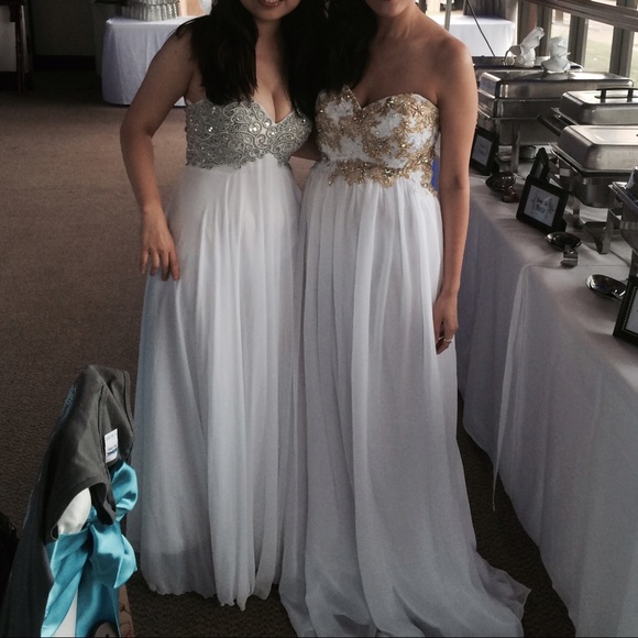 PROM GIRL Gold and white prom/formal dress - Picture 2 of 4