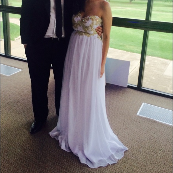 PROM GIRL Gold and white prom/formal dress - Picture 3 of 4