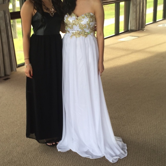 PROM GIRL Gold and white prom/formal dress - Picture 4 of 4