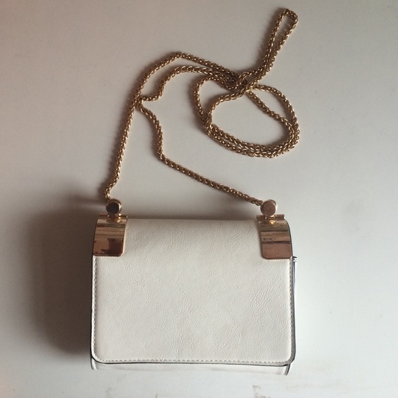 White Crossbody with Gold Chain Strap
