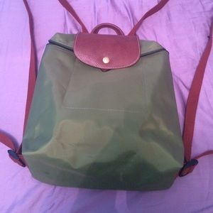 Green Longchamp small backpack