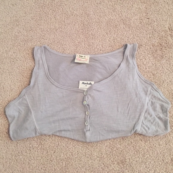 New Robin K Heather Slate Knot Front Button Top M - Picture 1 of 4