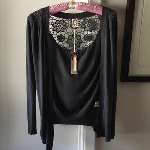 Dark charcoal lacy cardigan