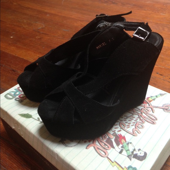 jeffrey campbell mariel wedges black suede