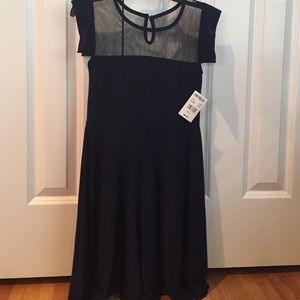 Girls Mesh Neckline Skater Dress