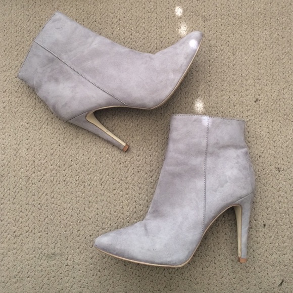 Grey Suede Heeled Bootie