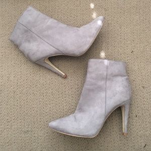 Grey Suede Heeled Bootie