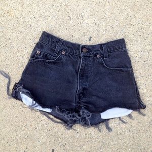 Black denim Levi's booty cut offs size 24, 25, 26