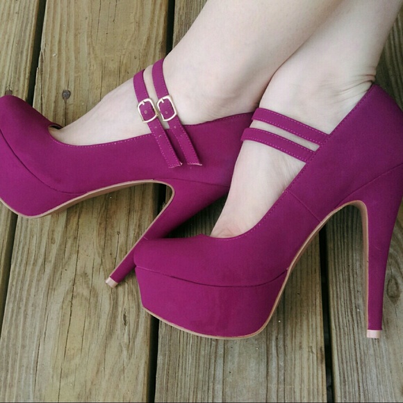 Magenta Ankle Strap Heels