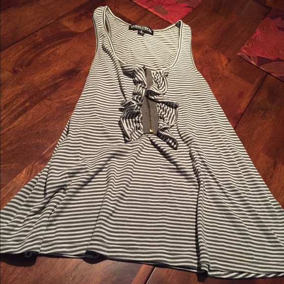 Green and cream stripped tank top
