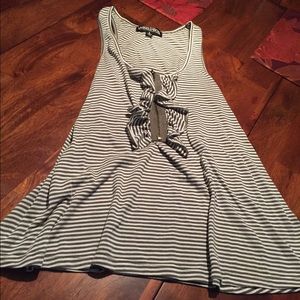 Green and cream stripped tank top