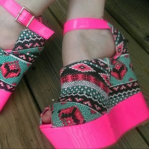 Neon Aztec Wedges