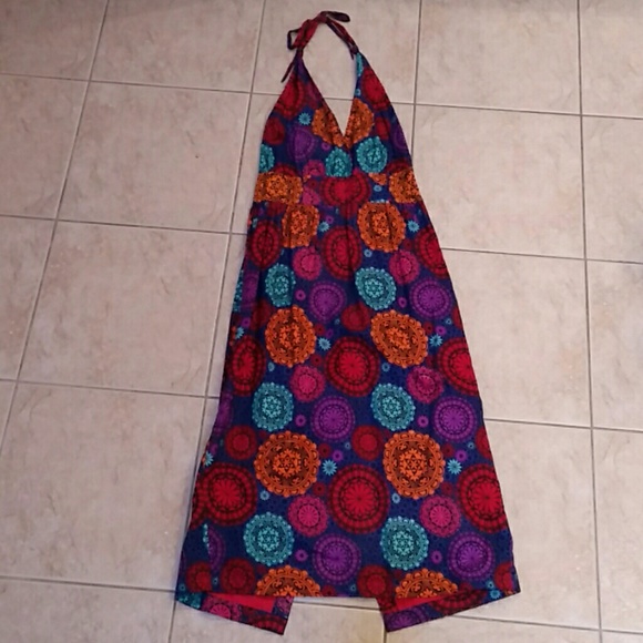 Anthropologie cotton halter top low back dress