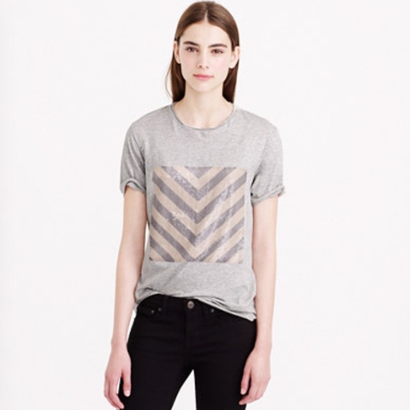 J. Crew Sequin chevron stripe t shirt