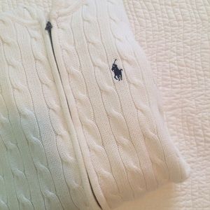 Polo cable knit zip-up hoodie