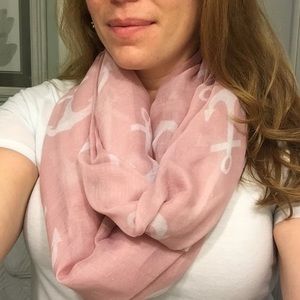 Pink anchor infinity scarf
