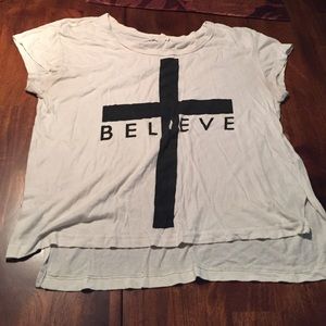 Off white believe with a cross top