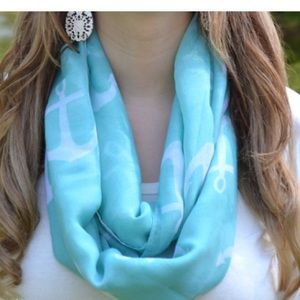 Teal anchor infinity scarf