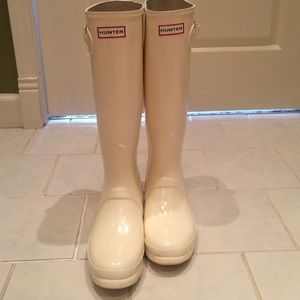 HUNTER Original Tall Boots Size 8 White