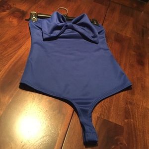 Royal blue bow onesie