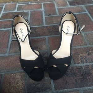 Charlotte Russe Black Suede Wedges