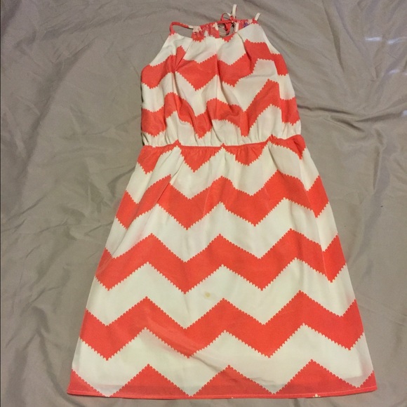 Orange and White chevron dress from Francesca's