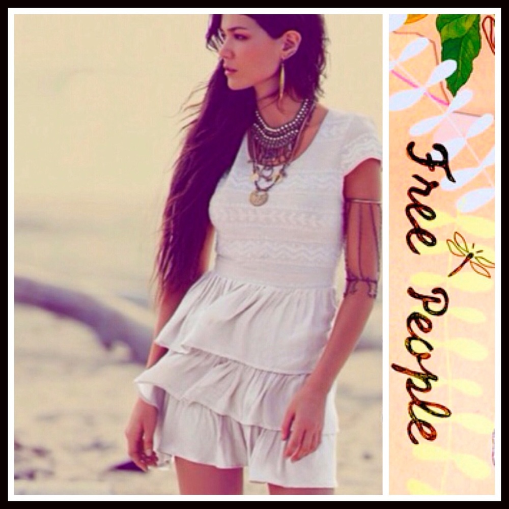 FREE PEOPLE White Ruffled Tiered Dress - Picture 6 of 7