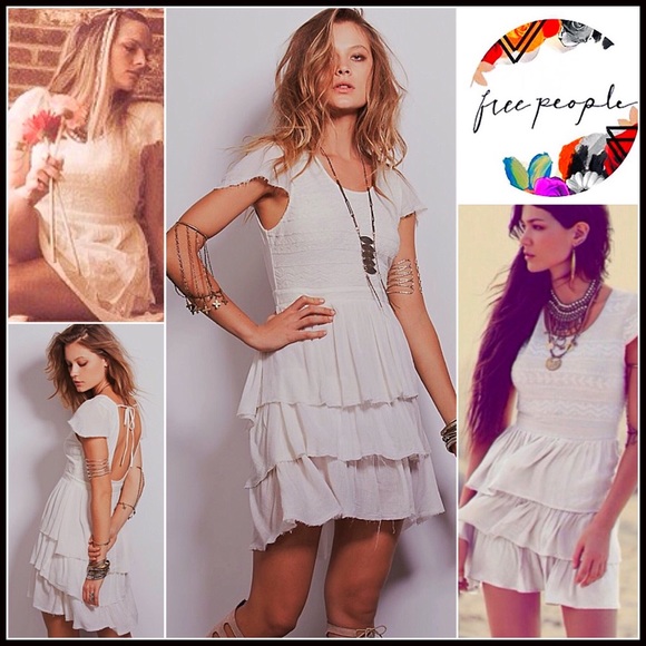FREE PEOPLE White Ruffled Tiered Dress - Picture 7 of 7