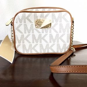 Michael Kors Mini Crossbody Brown White New w/Tags