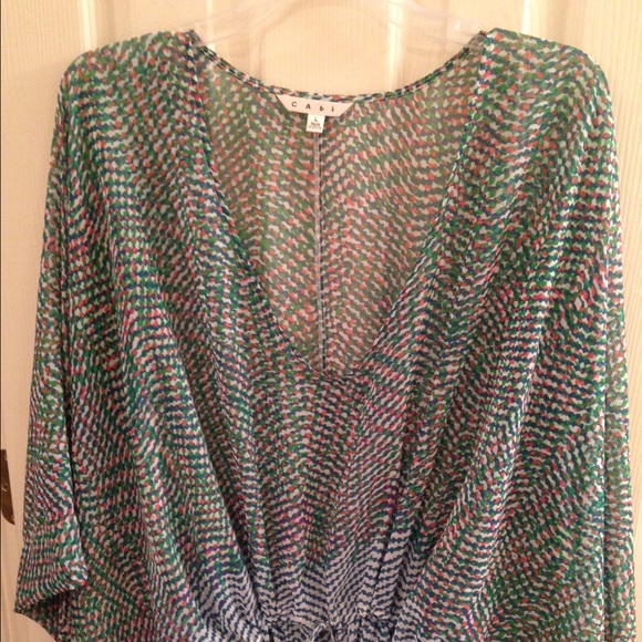 CAbi sheer blouse that ties at waist.