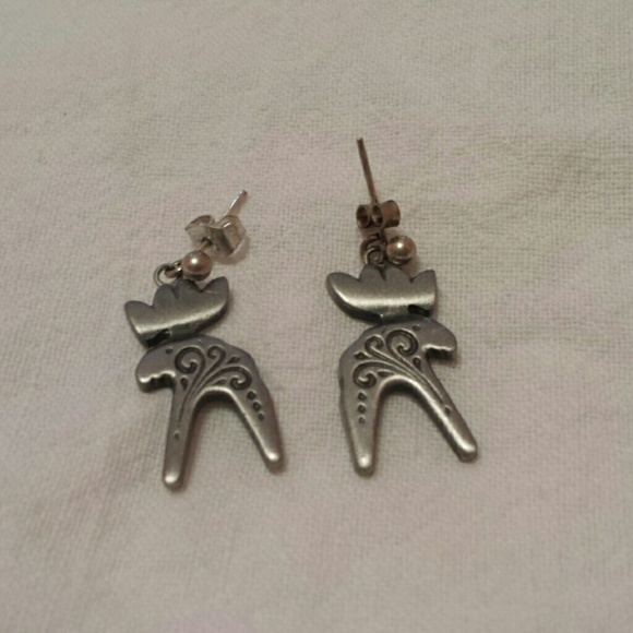 Sterling silver moose earrings