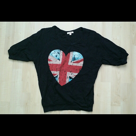 Forever 21 British Flag Heart Sweater Top