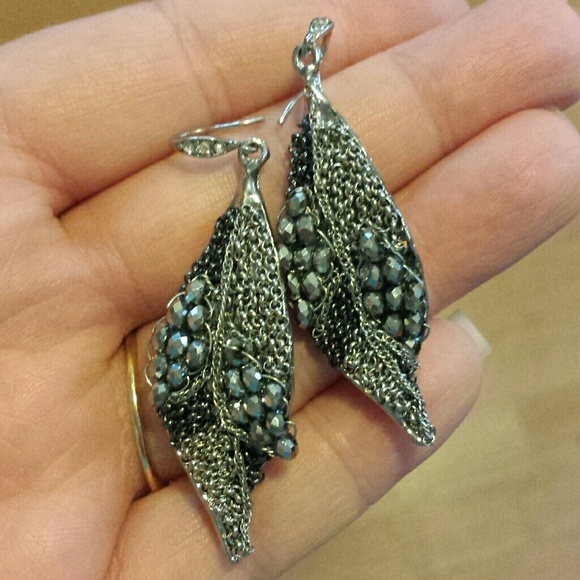 Silver Feather Earrings - Picture 2 of 2