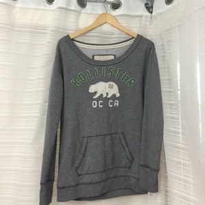 GREY HOLLISTER SCOOP-NECK SWEATER