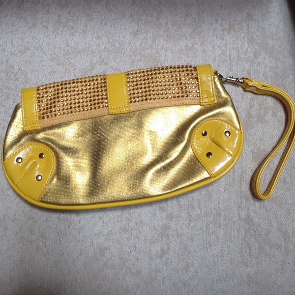 Express Yellow/Gold Clutch/Wristlet w/ Rhinestones - Picture 2 of 4