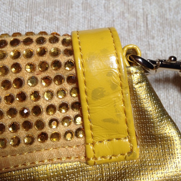 Express Yellow/Gold Clutch/Wristlet w/ Rhinestones - Picture 3 of 4