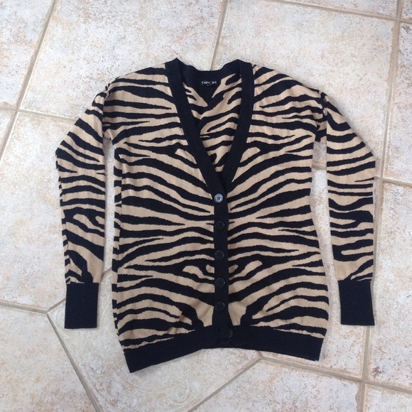NBW Express Zebra Jacquard Boyfriend Cardigan