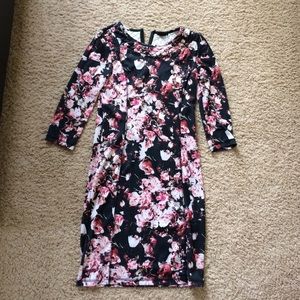 H&M Floral Bodycon Dress w/ Quilted Shoulders