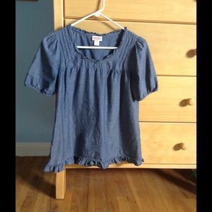 Mossimo chambray ruffled top- EUC and so cute!!