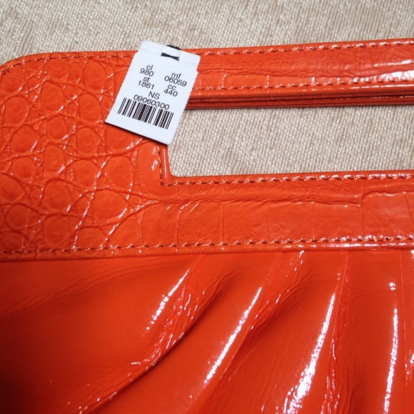 New Express Orange Clutch w/ Magnetic Closure - Picture 2 of 3
