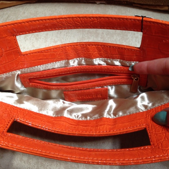 New Express Orange Clutch w/ Magnetic Closure - Picture 3 of 3