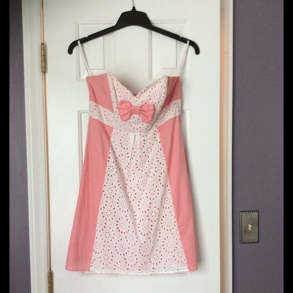 Betsey Johnson Pink & White Eyelet Dress