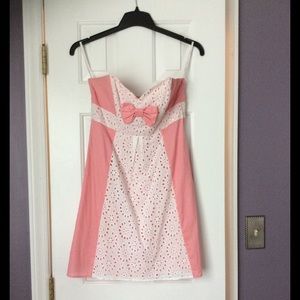 Betsey Johnson Pink & White Eyelet Dress
