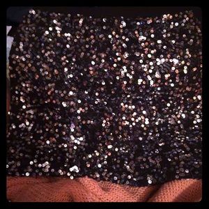 Black/silver sequin pencil skirt