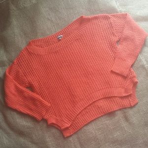 Orange Knit Crop Sweater