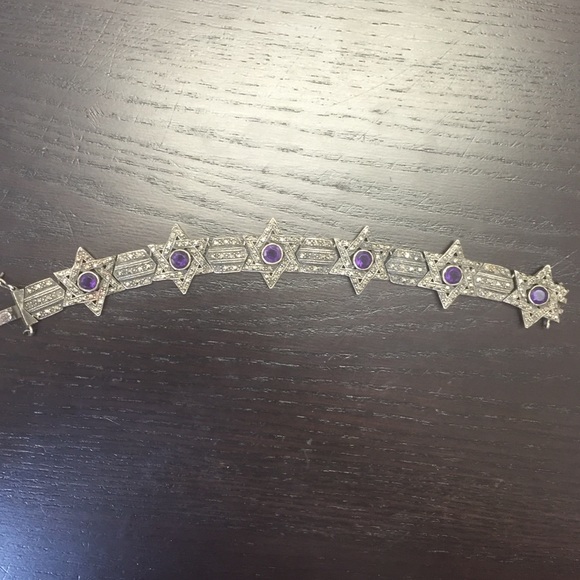 Sterling Silver, Amethyst, Star of David bracelet