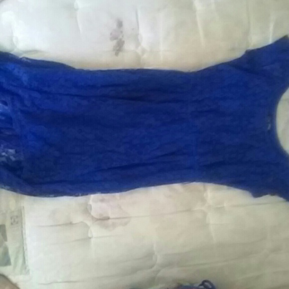 Blue lace hi low dress