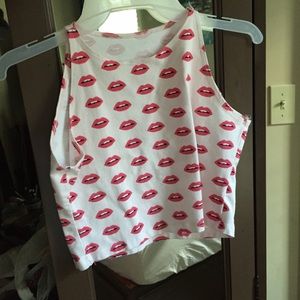 American Apparel Lip Print Crop Top