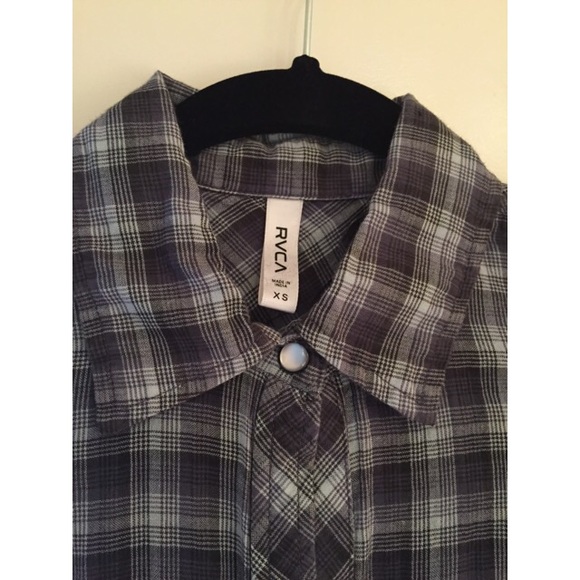 Plaid Women's RVCA Button Down Shirt - Picture 2 of 3